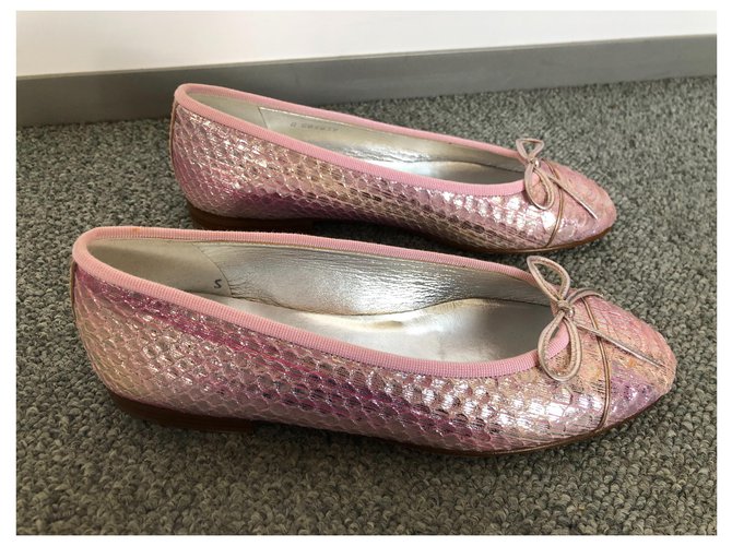 Chanel Ballet Flats Pink Python Leather Size 36 - view 4