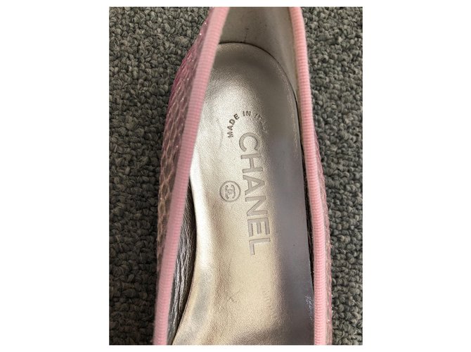 Chanel Ballet Flats Pink Python Leather Size 36 - view 7