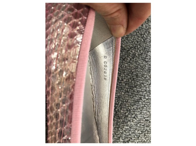 Chanel Ballet Flats Pink Python Leather Size 36 - view 8