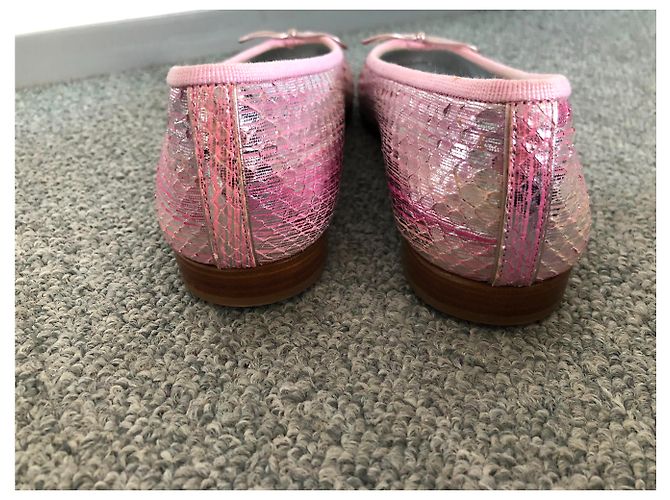 Chanel Ballet Flats Pink Python Leather Size 36 - view 9