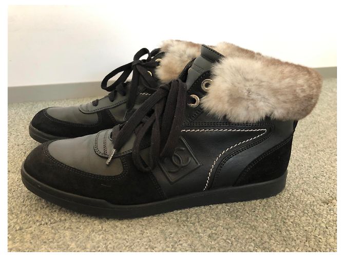 Sneakers Chanel in pelle nera Nero - vista 4