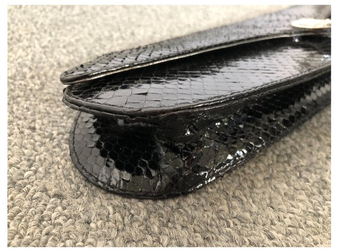 Chanel XL Clutch Schwarzes Pythonlack - Ansicht 4