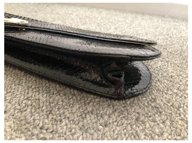 Chanel XL Clutch Schwarzes Pythonlack - Ansicht 5