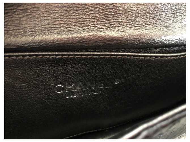 Chanel XL Clutch Schwarzes Pythonlack - Ansicht 7