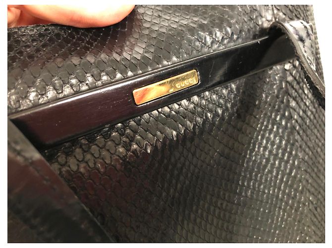 Gucci Python Tote Bag with Pouch Black - view 3
