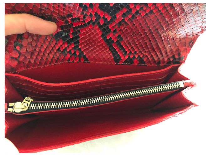 Jacques Fath Python Wallet Red and Black - view 5