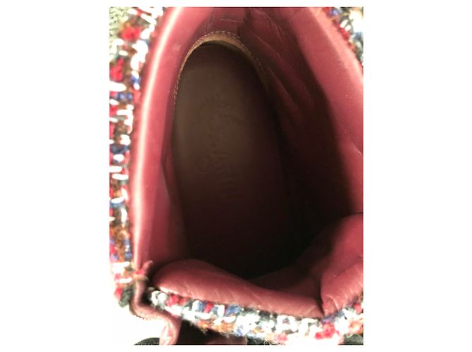 Sneakers Chanel in Tweed Rosso Scuro Bordò - vista 6