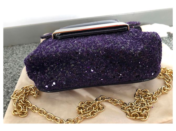 Pochette Jimmy Choo in Pelle e Strass Viola Porpora - vista 3
