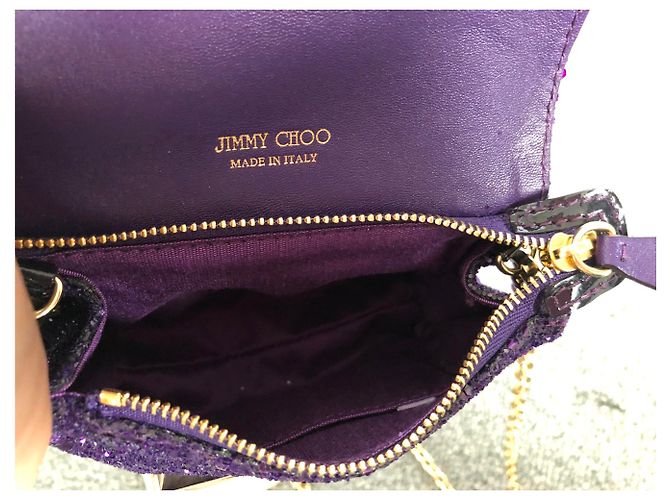 Pochette Jimmy Choo in Pelle e Strass Viola Porpora - vista 6