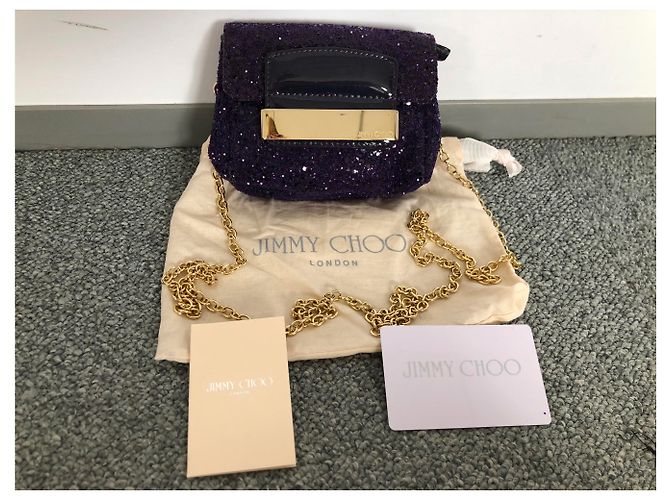 Pochette Jimmy Choo in Pelle e Strass Viola Porpora - vista 7