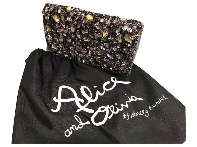 Pochette Alice + Olivia Nera e Grigio Scuro con Paillettes Nero Grigio antracite - vista 2