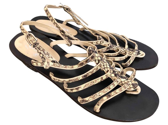 Chanel Gladiator Sandals Python Light Brown - view 2
