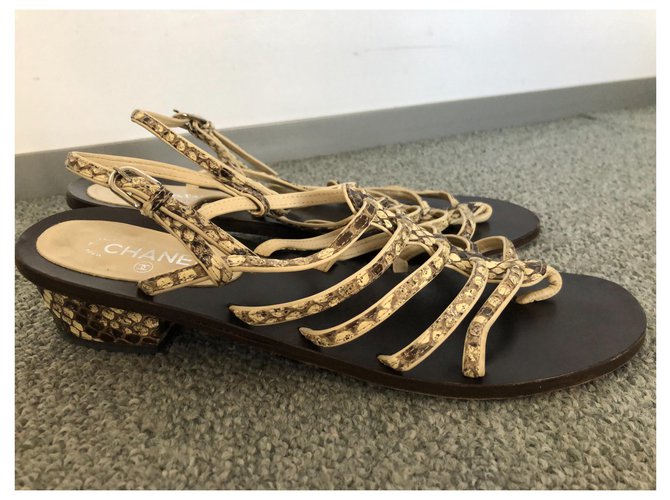 Chanel Gladiator Sandals Python Light Brown - view 3