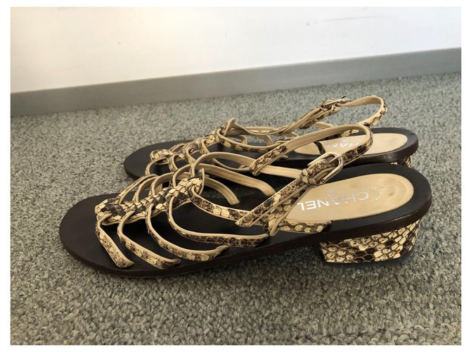 Chanel Gladiator Sandals Python Light Brown - view 4