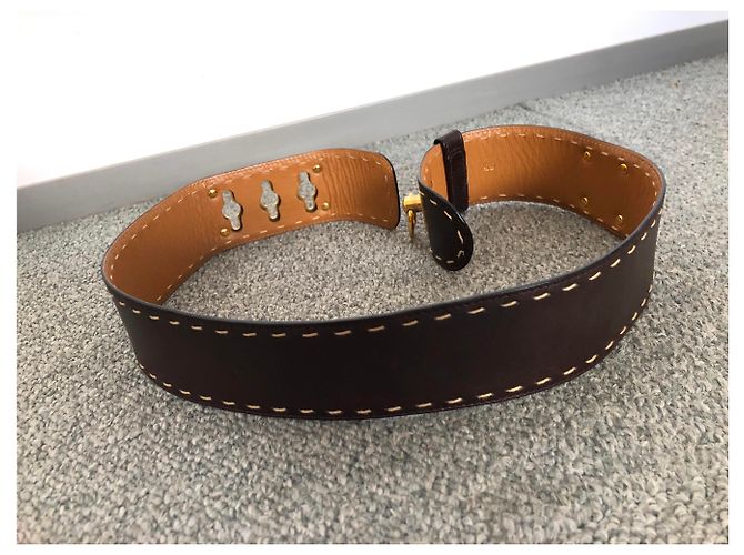Céline Hundehalsband Gürtel Braun Leder - Ansicht 3