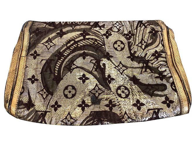 Louis Vuitton Thalia Beutel Brokat Seide Python Gold Golden Metallisch - Ansicht 2