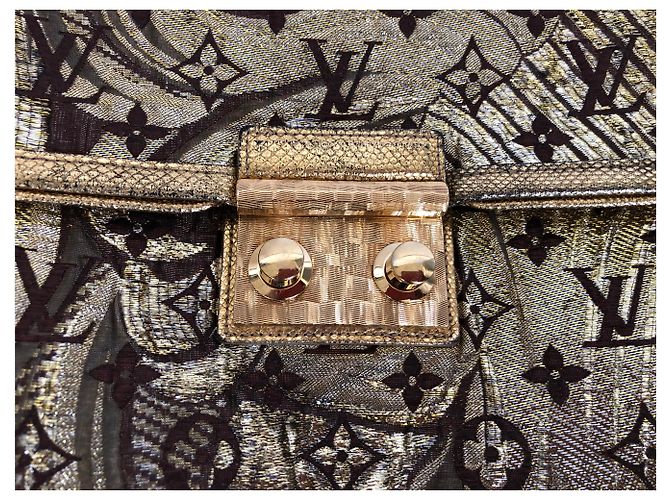 Louis Vuitton Thalia Beutel Brokat Seide Python Gold Golden Metallisch - Ansicht 3