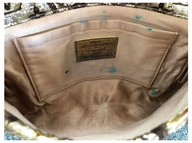 Louis Vuitton Thalia Beutel Brokat Seide Python Gold Golden Metallisch - Ansicht 5