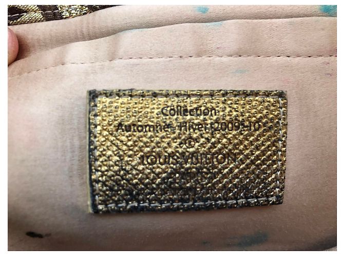 Louis Vuitton Thalia Beutel Brokat Seide Python Gold Golden Metallisch - Ansicht 6