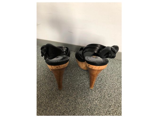 Louis Vuitton Black Leather Pumps Cork Platform - view 4