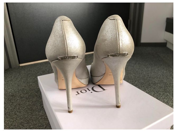 Décolleté Miss DIOR Dior pelle argento 40 Grigio Metallico - vista 3