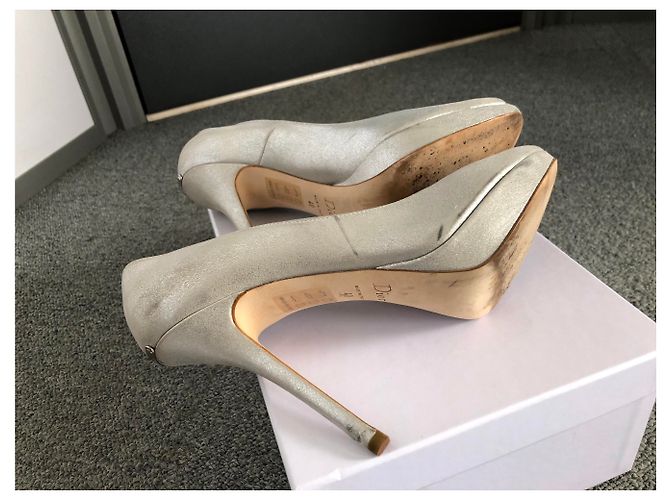 Décolleté Miss DIOR Dior pelle argento 40 Grigio Metallico - vista 5