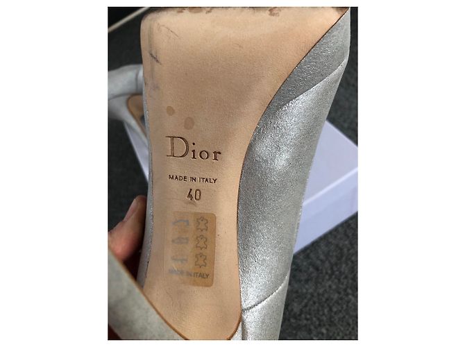 Décolleté Miss DIOR Dior pelle argento 40 Grigio Metallico - vista 6
