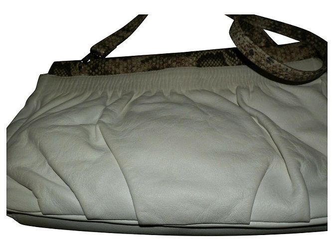 Furla Handtasche mit Schlangenlederbesatz Weiß Taupe - Ansicht 2