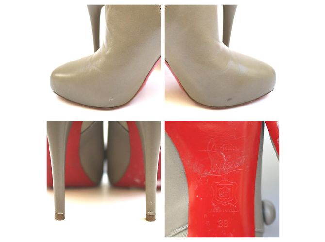 Botines de plataforma Christian Louboutin C'est Moi de cuero napa beige - vista 11