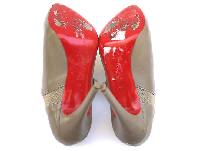 Botines de plataforma Christian Louboutin C'est Moi de cuero napa beige - vista 12