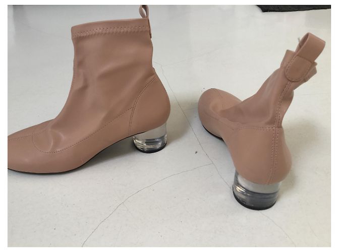 Botas Zara beige con tacón de plexiglass - vista 3