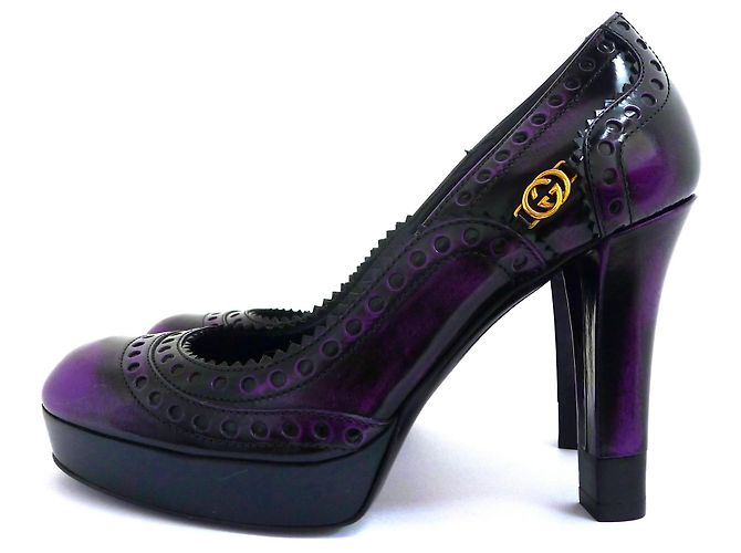 Décolleté con plateau Gucci Barclay in pelle viola 36 Porpora - vista 2