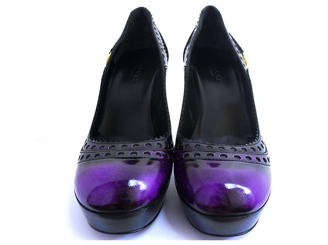 Décolleté con plateau Gucci Barclay in pelle viola 36 Porpora - vista 3