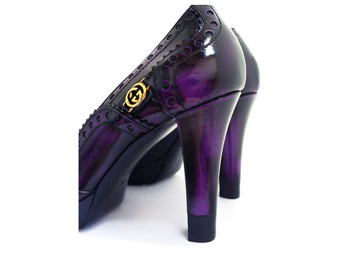 Décolleté con plateau Gucci Barclay in pelle viola 36 Porpora - vista 4