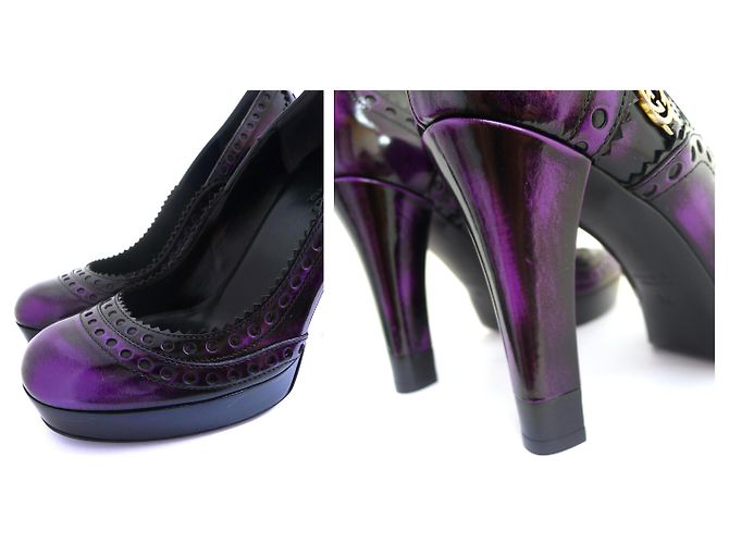 Décolleté con plateau Gucci Barclay in pelle viola 36 Porpora - vista 5