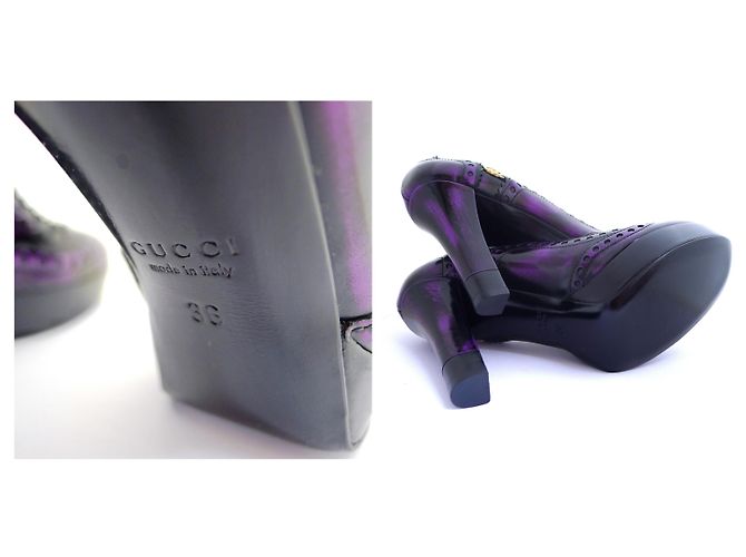 Décolleté con plateau Gucci Barclay in pelle viola 36 Porpora - vista 8