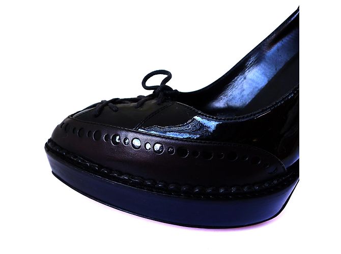 Tacchi con plateau Riddle in pelle nera Gucci 36 Nero - vista 5