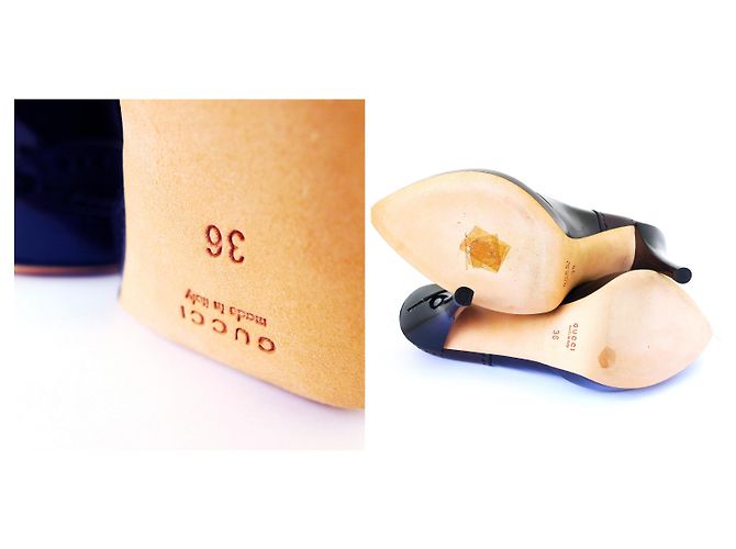 Tacchi con plateau Riddle in pelle nera Gucci 36 Nero - vista 6