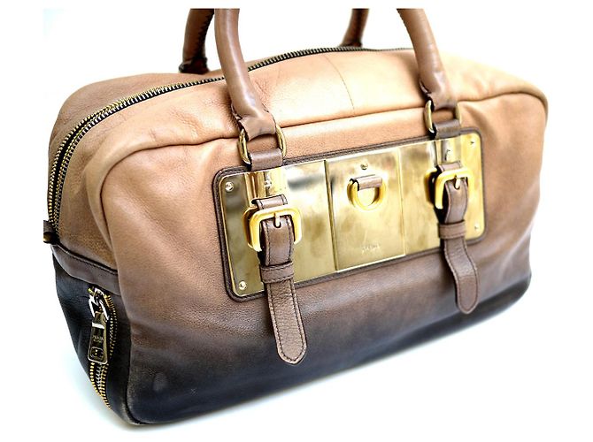 Borsa Bowler Prada Smoke Ombre Glace in pelle beige - vista 3