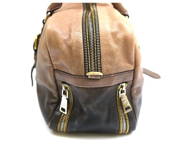 Borsa Bowler Prada Smoke Ombre Glace in pelle beige - vista 5