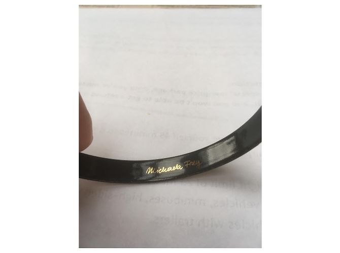Bracciale rigido Michaela Frey in smalto nero e fiori d'oro - vista 2