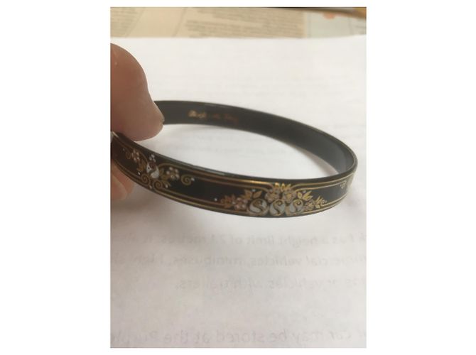 Bracciale rigido Michaela Frey in smalto nero e fiori d'oro - vista 4