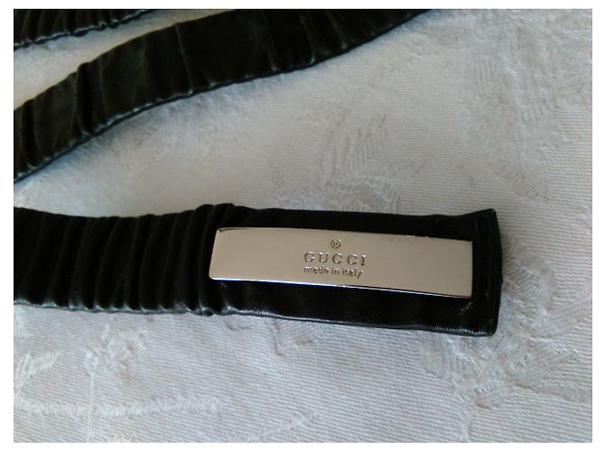 Cinturón de cuero elástico GUCCI Negro - vista 3