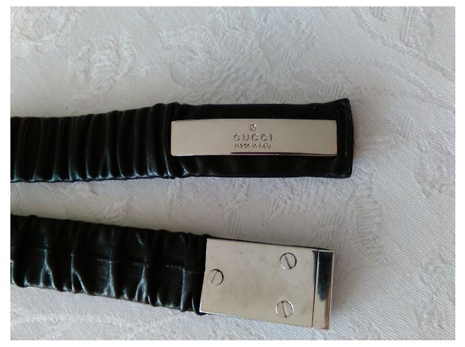 Cinturón de cuero elástico GUCCI Negro - vista 4