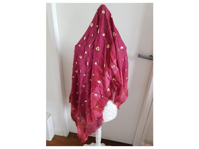 Coach Gold Heart Scarf Rosa D'oro Bordò - vista 2