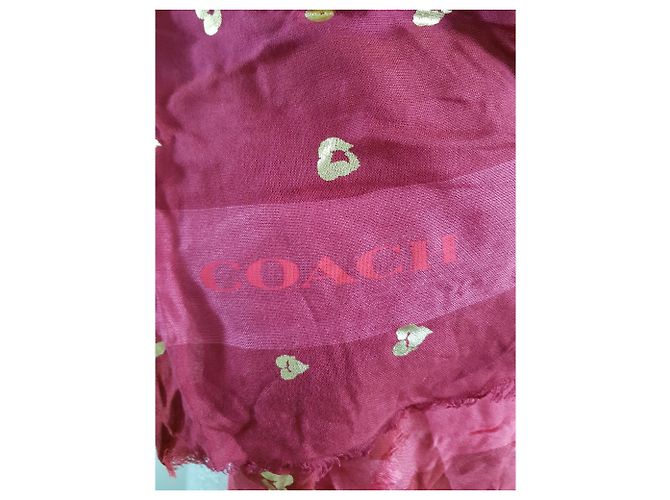 Coach Gold Heart Scarf Rosa D'oro Bordò - vista 3