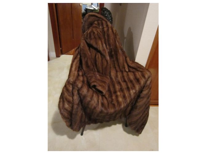 Autre Marque Abrigo de piel de visón marrón Castaño - vista 11