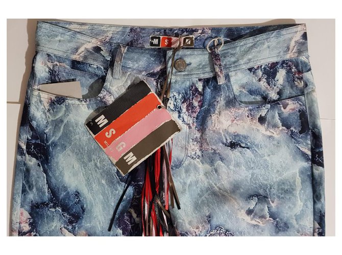 Calça Msgm Azul Multicor de Algodão - vista 3