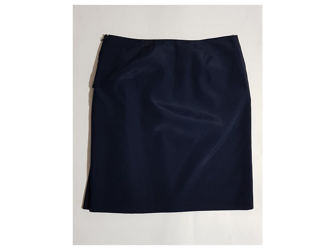 Falda Viktor & Rolf Azul Marino de Seda Talla 40 - vista 2