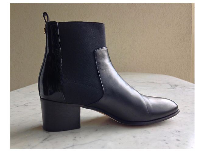 Jimmy Choo Hallow Chelsea Boots Black Leather Patent - view 2
